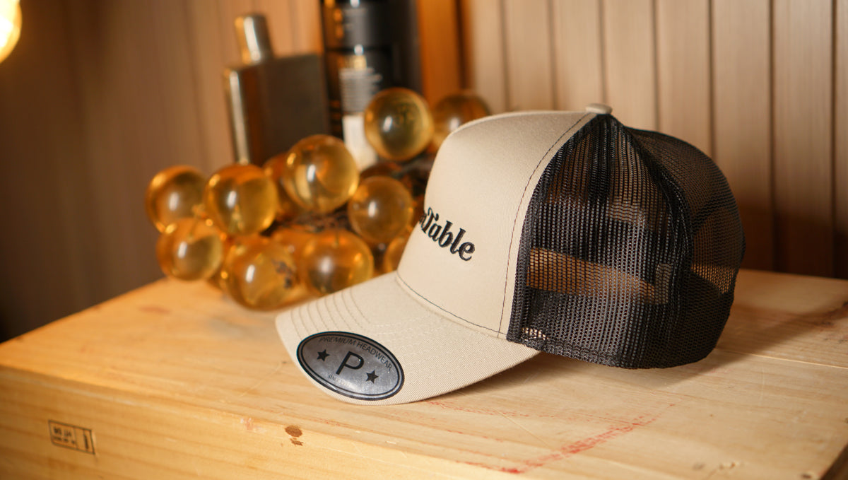 Sommtable Signature Trucker Hat – Stone & Black